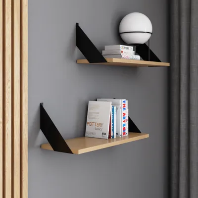 Obrázek produktu pro Závěsná police AKKE ze světlého dubu FLAT moderní LOFT-style DxŠ: 60x20 cm