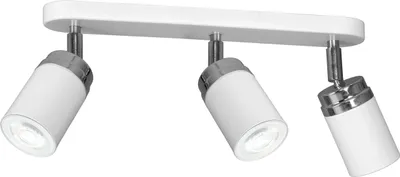 Produktbild von Deckenstrahler Weiß  Chrom 3-flammig GU10 Metall Modern verstellbar Spot Lampe Decke Wohnzimmer