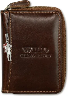 Obrázok produktu pre Wild Things Len mini peňaženka na zips s prítlačným kolíkom hnedá koža OPJ111N