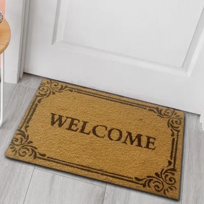Obrázek produktu pro Kokosová rohožka na boty "welcome" v černé barvě Velikost - 40 x 60 cm