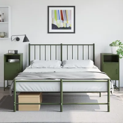 Imagen del producto de vidaXL Mesitas de noche, 2 unidades, verde oliva, 36x39x78 cm, acero