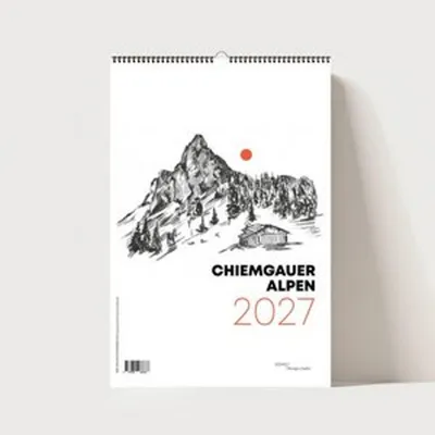 Obrázek produktu pro Chiemgauer Alpen, nástěnný kalendář s designem na rok 2027, měsíční kalendář, formát A4