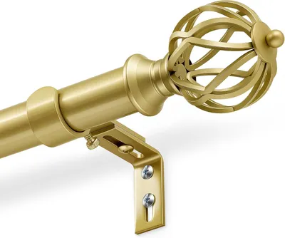 Productafbeelding van Gouden metalen gordijnroede, 81-152 cm, diameter 25 mm, uitschuifbaar, voor ramen