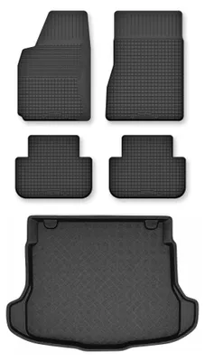 Productafbeelding van Rubberen automatten + kofferbakmat voor Honda CR-V III 2006-2011 – 5-delig, zwart, op maat – Wielganizator Semi-Universal