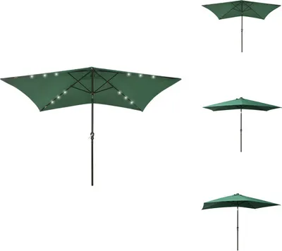 Immagine prodotto di vidaXL Ombrellone con LED e palo in acciaio verde 2x3 m - Ombrelloni e tende da sole