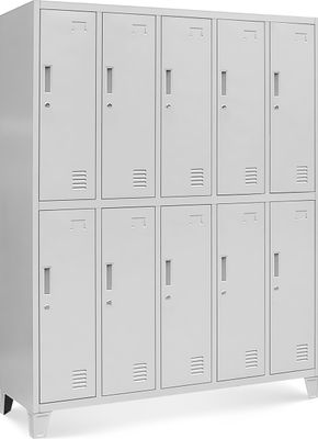 Umkleideschrank 5B2A Spind Spint Schließfachschrank Metallschrank mit 10 Fächern Etikettenhalter Metall 172 cm x 136 cm x 45 cm Farbe: Grau