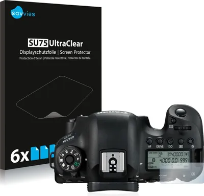 Produktbild von 6x Für Canon EOS 6D (Schulterdisplay) Schutzfolie Savvies Displayschutz Display Schutz Folie Klar Transparent