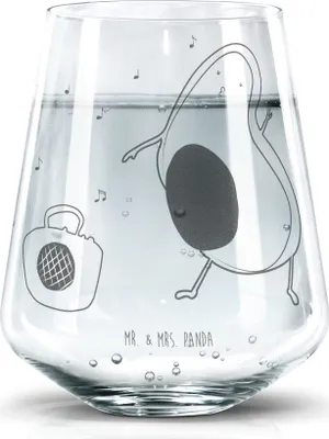 Produktbild von Mr. & Mrs. Panda Glas Avocado Tanzen - Transparent - Geschenk, Wasserbecher, Trinkgefäß, Trinkglas, Wasserglas, Fröhlich, Party, Musik, Singen