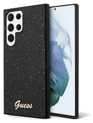 Produktbild von GUESS Schutzhülle für Galaxy S24 Ultra, Guess HardCase Glitter Script, Schwarz