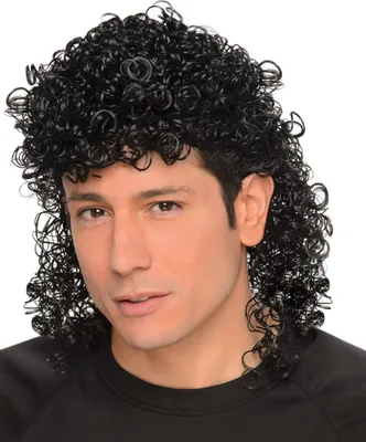 Obrázek produktu pro 80. léta mullet pánská kudrnatá paruka černá