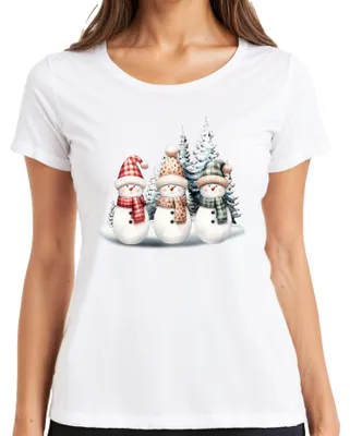 Zdjęcie produktu dla Snowmen - Christmas Gift Świąteczna koszulka damska, biały, 3XL