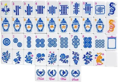 Imagen del producto de Juego de mahjong de 160 piezas, con fichas de acrílico grabadas para jugar en mesa