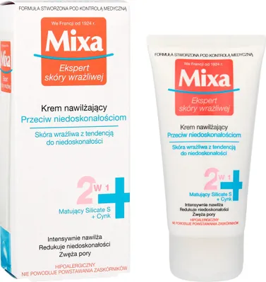 Obrázek produktu pro Mixa Ekspert Skóry Wrażliwej, Krem nawilżający przeciw niedoskonałościom, 50 ml
