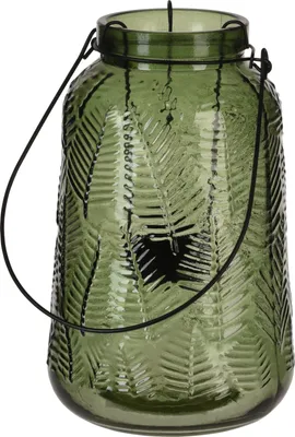 Produktbild von Windlicht Laterne Glas 12,5x19,5cm 1 Stück sortiert Grün / Dunkelgrün