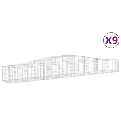 Productafbeelding van vidaXL Gabionen met boogvorm, 9 stuks, 400x50x40/60 cm, verzinkt staal