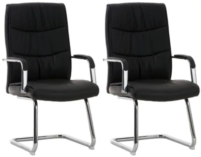 Produktbild von Caro Freischwinger Stühle 2er Set schwarz Kunstleder gepolstert