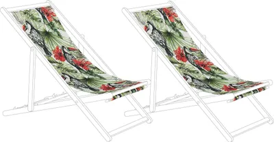 Produktbild von BELIANI Stoffbezüge für Gartenliege Anzio 2er Set Mehrfarbig aus Polyester 113 x 44 cm mit Tukanmotiv Gartenausstattung Outdoor Garten Accessories