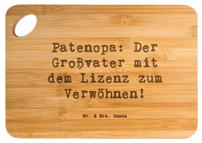 Produktbild von Mr. & Mrs. Panda vesperbrett Spruch Patenopa Verwöhnung - Transparent - Geschenk, Patenschaft, handgemacht, persönliche Erinnerungen, Opa, Dankeschön, Frühstücksbrett