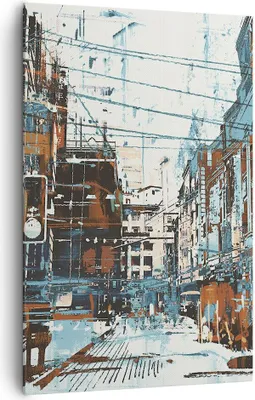 Produktbild von Bild auf Leinwand - Leinwandbild - Einteilig - Stadt Straße Haus - 80x120cm - Wand Bild - Wanddeko - Wandbilder - Leinwanddruck - Wanddekoration - Leinwand bilder - Wandbild - PA80x120-3806
