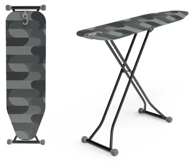 Produktbild von Hausleben Bügelbrett – Klappbares Ironing Board im schwarzen Camouflage-Design, höhenverstellbar & stabil | Bügelbrett für Dampfbügelstation, modernes Bügeltisch-Design