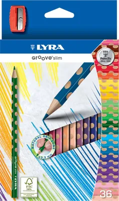 Immagine prodotto di LYRA L2821360 Matite colorate Groove Slim - Ø 3,3 mm, 36 colori + temperino, scatola di cartone