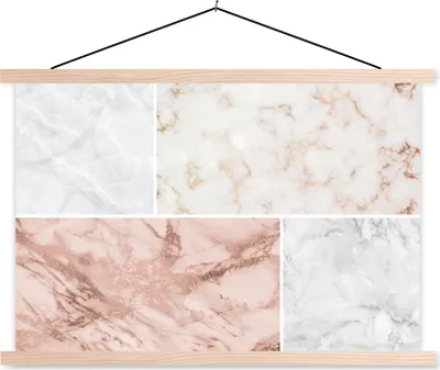 Produktbild von MuchoWow® Textilposter Marmor - Rose - Luxus 60x40 cm mit holzfarbenen Rahmen - Bilder
