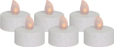 Produktbild von Ambiance Light LED Teelichter/Teelichter - 6x Stuck - weis glitzernd - 4 x 4 cm - Weihnachtsdekorati