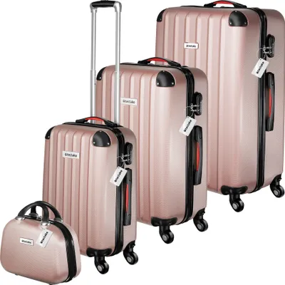 Produktbild von tectake® Hartschalenkoffer-Set Cleo 4-teilig, 3 Trolleys, 1 Beauty Case inkl. Kofferwaage und -anhänger