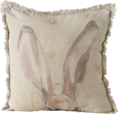 Obrázek produktu pro Dekorační polštář s třásněmi RABBIT, lněný, 45 x 45 cm