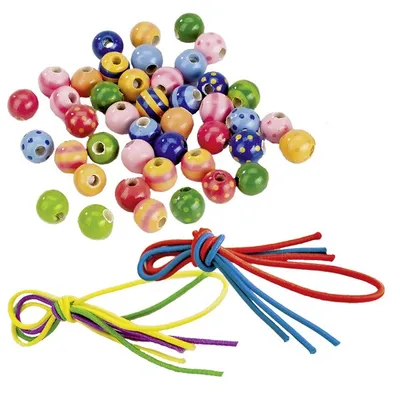 Zdjęcie produktu dla Goki 60945, Drewno, Wielobarwny, Okrągły koralik, 44 szt.