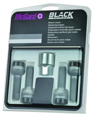 Productafbeelding van MCGARD Black Edition wielslotset, zwart, M14, SW17, 45 mm lengte, geschikt voor MERCEDES-BENZ E-klasse sedan (W211) en E-klasse sedan (W212)