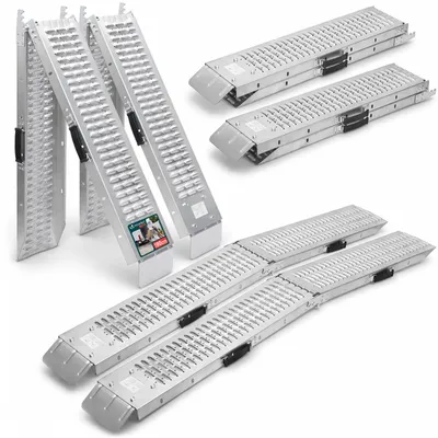 Immagine prodotto di VOUNOT® 2 rampe pieghevoli per carico, realizzate in acciaio zincato, antiscivolo, lunghezza 186 cm, capacità massima di carico 400 kg
