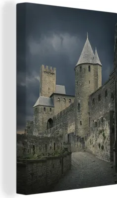 Obrázok produktu pre OneMillionCanvasses® - Plátno - 90x140 cm, Carcassonne - Hrad - Búrka, nástenná umelecká dekorácia - fotografia na plátne - maľba na drevenom ráme - dekorácia na stenu - spálňa