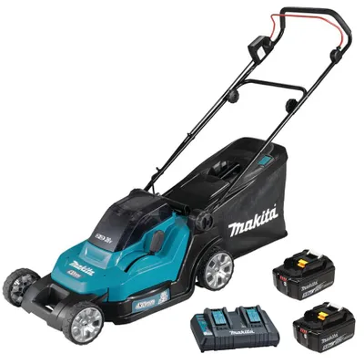 Image de Tondeuse à gazon 2x18V LXT 43cm + 2 batteries 5Ah + chargeur - MAKITA - DLM432PT2