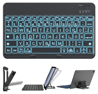 Produktbild von Bluetooth Tastatur Beleuchtete mit Großem Druck QWERTZ Weite Kompatibilität