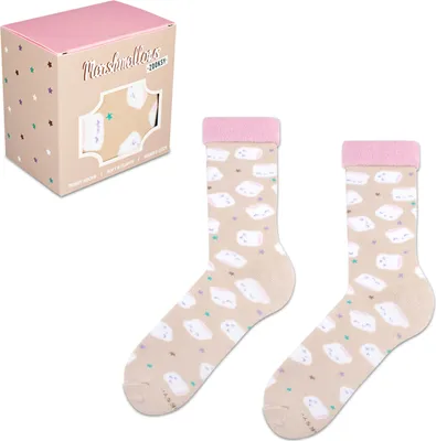 Produktbild von ZOOKSY Weihnachten Socken für Damen und Herren MARSHMALLOWS Weihnachtssocken mit Marshmellow-Motiv, 41-46