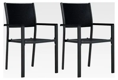 Produktbild von Gartenstühle 2 Stück Schwarz Kunststoff Rattan-Optik für Garten, Balkon und Terrasse