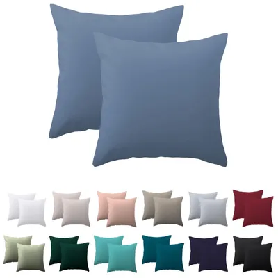 Produktbild von Kissenbezug 50 x 50 cm, 2er-Set – blauer Kissenbezug, 100 % Mikrofaser, mit Reißverschluss, weich und knitterfrei