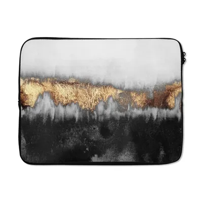 Produktbild von MuchoWow® Laptop Hülle 17 Zoll Laptoptasche Gold - Chic - Abstrakt - Zipper - Schutzabdeckung