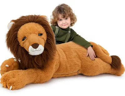 Productafbeelding van Grote pluche leeuw, 110 cm, zacht knuffeldiertje, geschikt voor kinderkamers