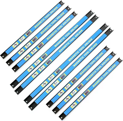Produktbild von Wiltec Magnetleiste 10er Set 6x46cm und 4x61cm Werkzeughalter aus Stahl Schiene als Wandhalterung für Werkstatt zur Wandmontage Werkzeugmagnetleiste Werkzeugwand