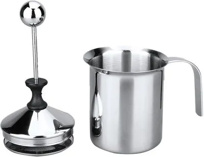 Zdjęcie produktu dla Ręczny dzbanek do mleka o pojemności 400 ml ze stali nierdzewnej z funkcją baristy, ręczny, 400 ml, stal nierdzewna