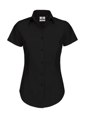 Produktbild von B&C Damen Business Bluse Oberteil T-Shirt Longsleeve Shirt kurzarm, Größe:XS, Farbe:Schwarz