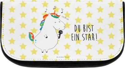 Produktbild von Mr. & Mrs. Panda Necessaire Einhorn Sänger - Weiß - Geschenk, Geburtstag, schmink organizer, Disco, Party, Unicorn, Freundin, Schminktasche, Einhörner, Kosmetiktasche
