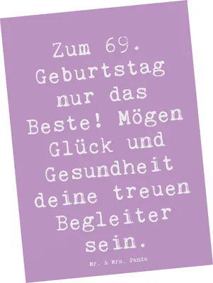 Produktbild von Mr. & Mrs. Panda Postkarte Spruch 69. Geburtstag Glück - Lavendeltraum - Geschenk, Wertschätzung, besondere Gelegenheit, Fotokarte, Freude, Ansichtskarte, Glückwunsch