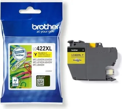 Image de Cartouche d'encre Jaune BROTHER LC422XLY, Haute Capacité, 1500 pages, Pour MFC-J5340DW, MFC-J5345DW, MFC-J5740DW, MFC-J6540DW