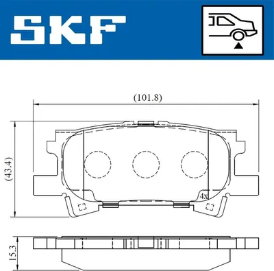 Produktbild von SKF Bremsbeläge Satz Hinten Bremsklötze für LEXUS RX (MHU3, GSU3, MCU3) VKBP 90615