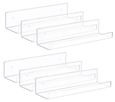 Acryl-Schwebregale, 6er-Set, 38x11x7,8 cm, transparent