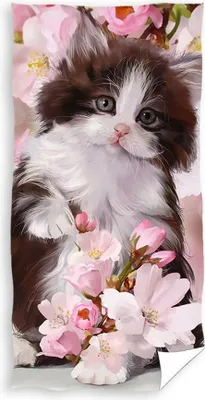 Produktbild von Strandtuch 70x140 Katze in Blumen