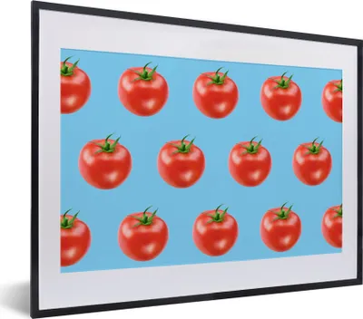 Produktbild von MuchoWow® MuchoWow® Gerahmtes Poster Tomaten - Gemüse - Blau 40x30 cm - Poster mit zchwarzem Bilderrahmen - Bilderrahmen - Poster im Rahmen
